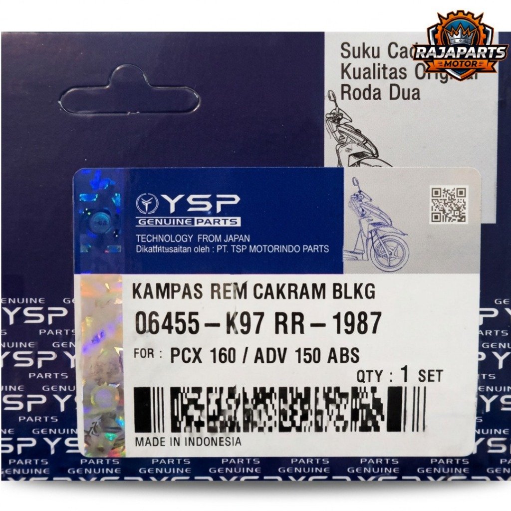 YSP diskpad press / kampas rem K97 RR-PCX 160 / ADV 150 ABS, PCX 150-160 ABS/CBS (RR), ADV 150 ABS/CBS (RR), FORZA 250 (RR) - Gambar 2